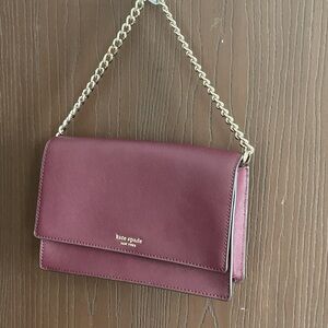 Kate Spade Plum Crossbody Bag with Gold Chain